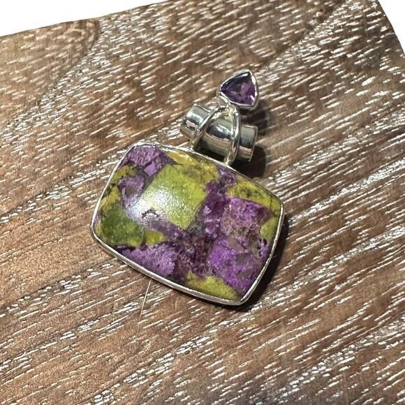 925 Sterling Silver Atlantis & Amethyst Pendant-Natural Gemstone - Picture 6 of 7